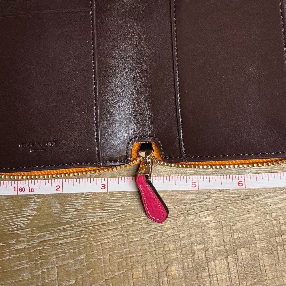 Coach Dempsey Small Zip Around Wallet NWT Orange and Pink - Picture 10 of 12